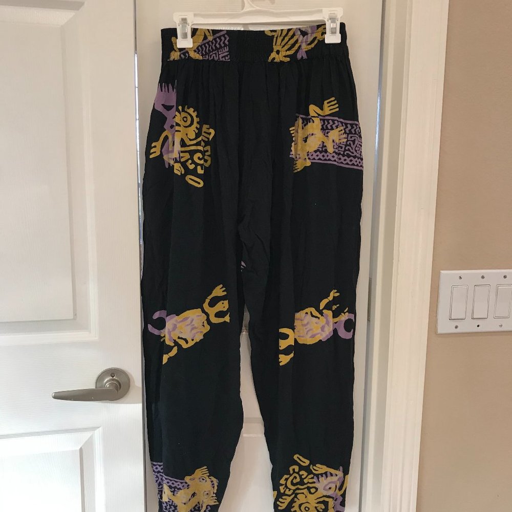 Black Relaxed Fit Tapered Indonesian Pants